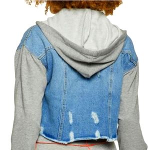 Denim 2 in 1 hoodie. Denim and Black. 3X